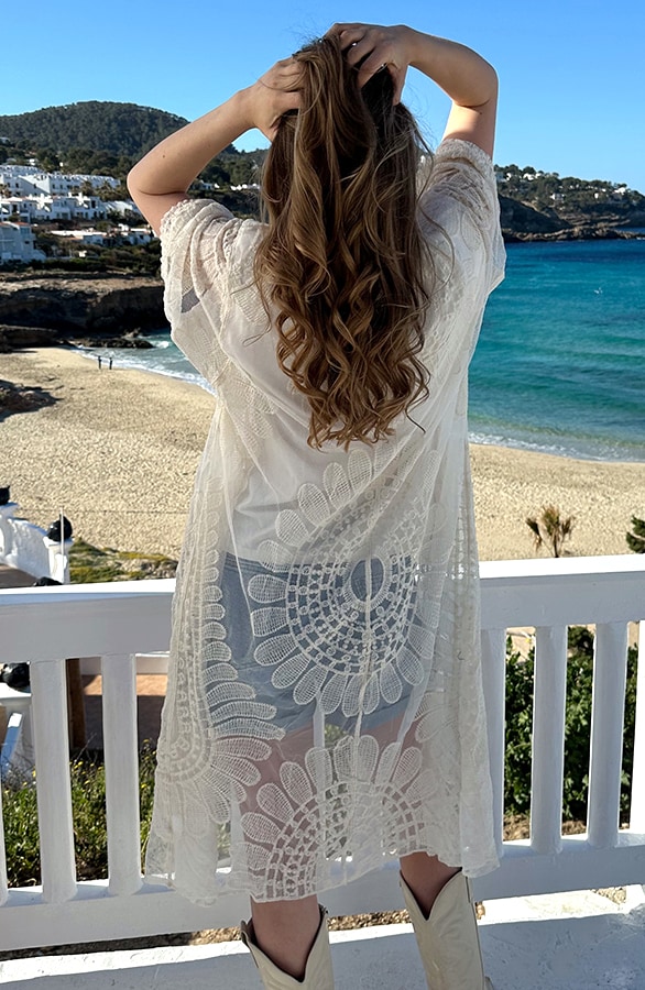 Kanten Kimono Ecru – vesten