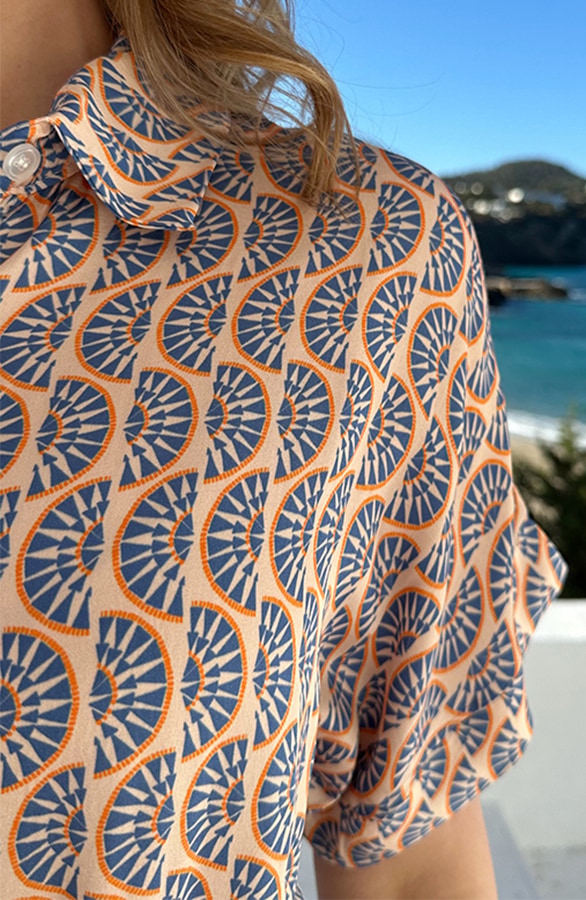 Knopen Midi Jurk Viscose Blue – jurken, foto 4