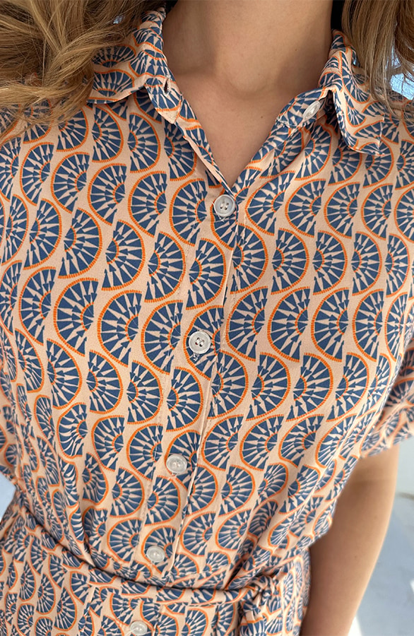 Knopen Midi Jurk Viscose Blue – jurken, foto 5