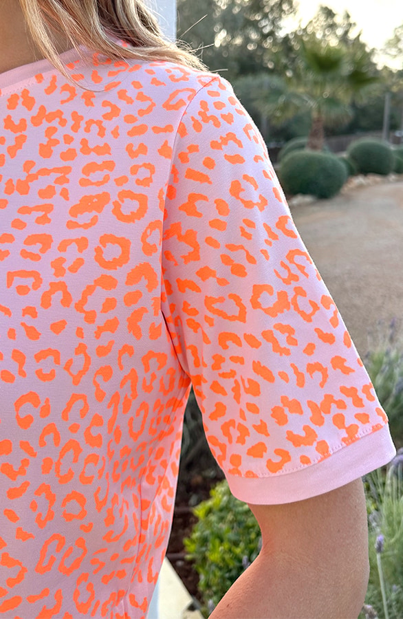 Leopard T-shirt Katoen Neon Orange – tops, foto 5