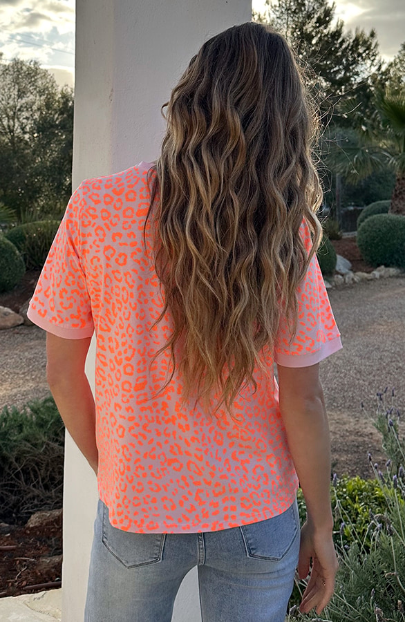 Leopard T-shirt Katoen Neon Orange – tops, foto 4