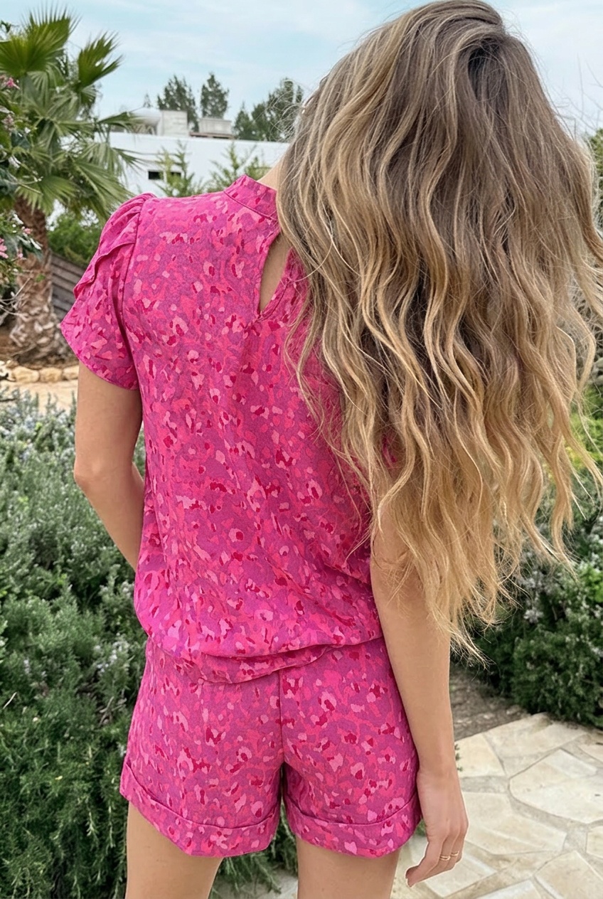 Liv Ruffle Skort Print Roze – shorts, foto 3