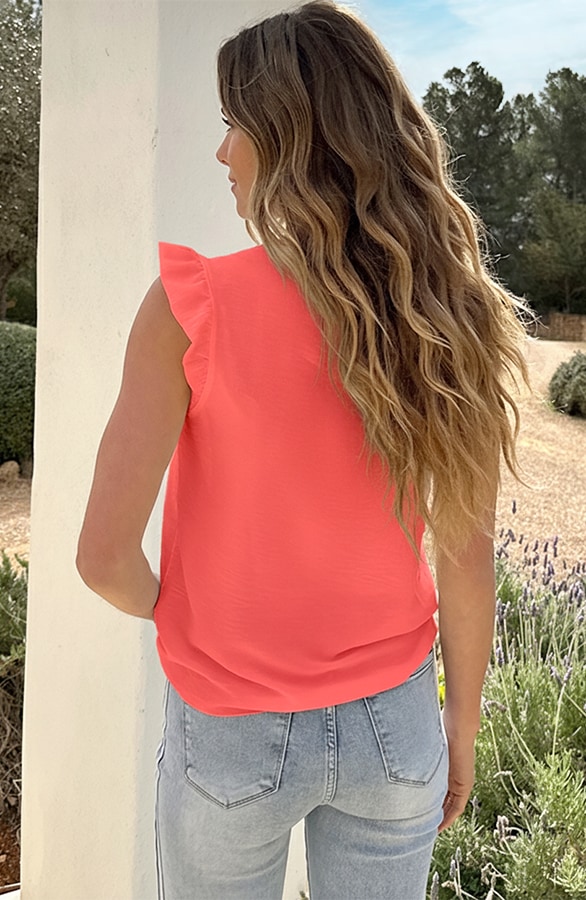 Lovely Lace V-Hals Top Koraal – tops, foto 3