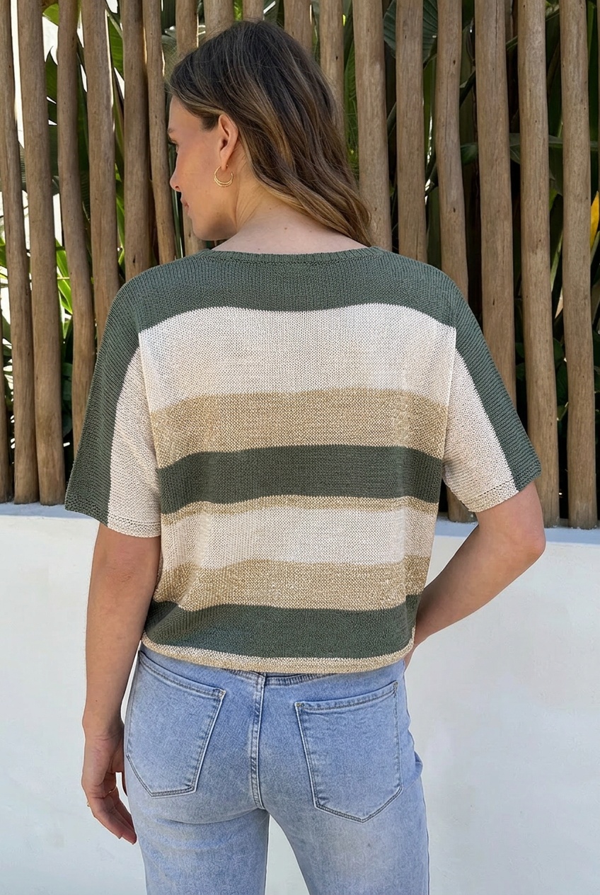 Lurex Top Met Banen Army Goud – tops, foto 3