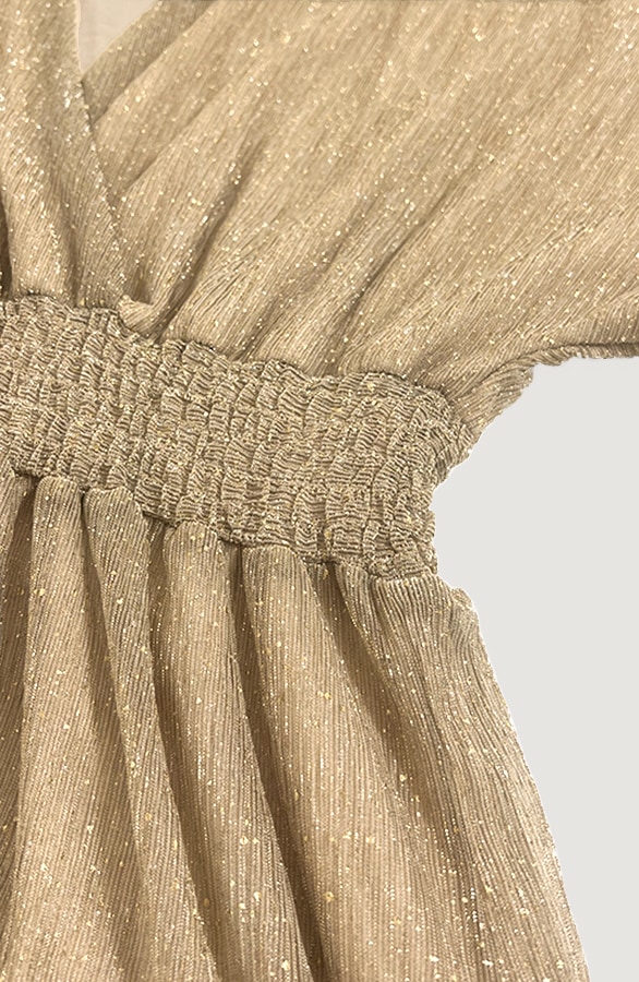 Luxe Lurex V-hals Jurk Goud – jurken, foto 5