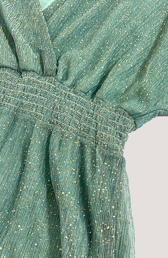 Luxe Lurex V-hals Jurk Mint – jurken, foto 5