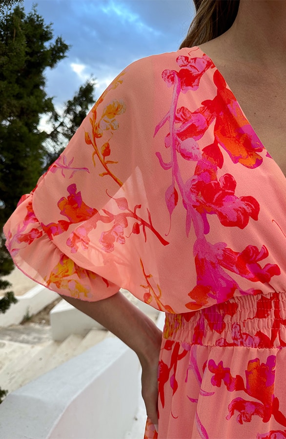 Midi Ruffle Laagjes Jurk Peach Blossom – jurken, foto 4