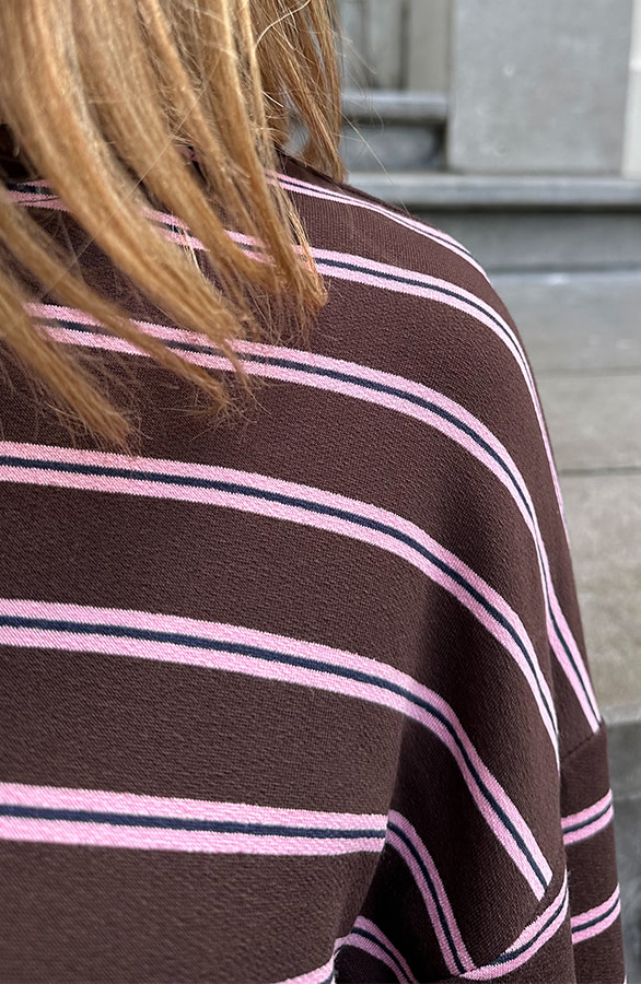 Oversized Streifen Top Baumwolle Tricolore Choco Pink, Tops, Foto 5