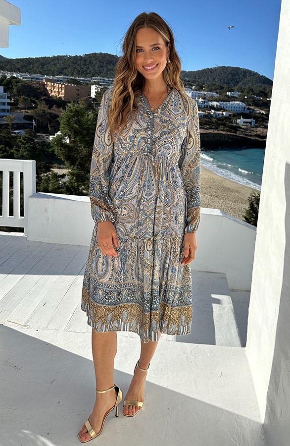 Paisley Jurk Viscose Blauw – jurken, foto 3
