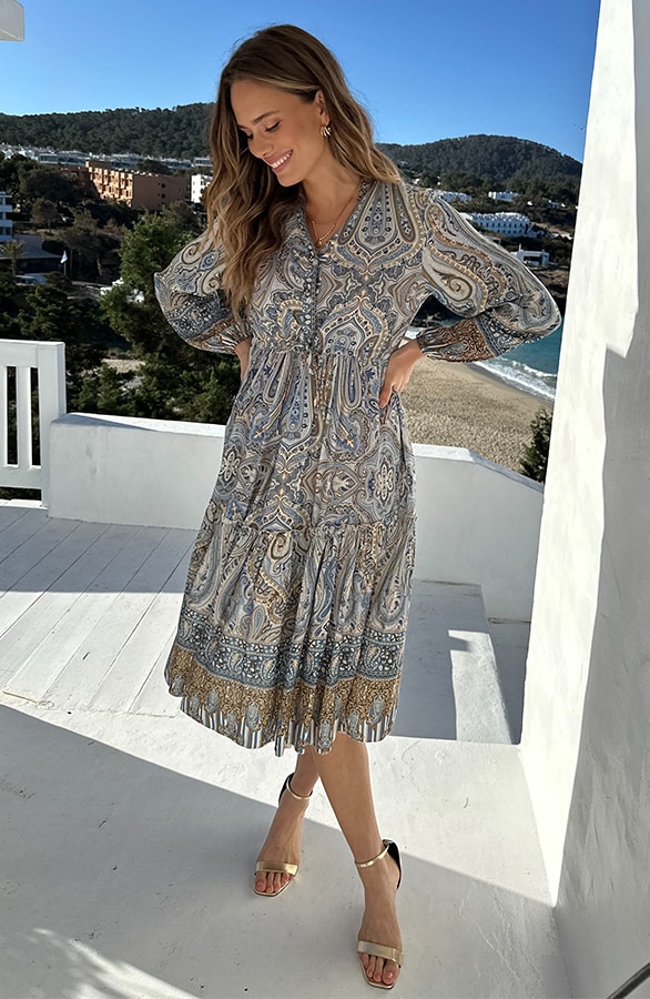 Paisley Jurk Viscose Blauw – jurken, foto 7