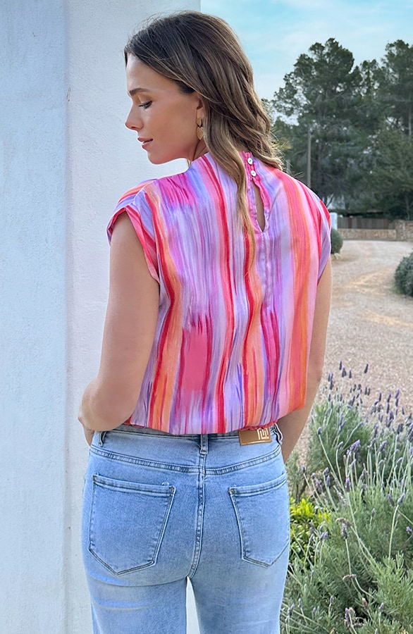Satin Wrap Top Sunset – tops, foto 4