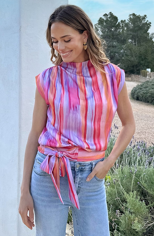 Satin Wrap Top Sunset – tops, foto 7