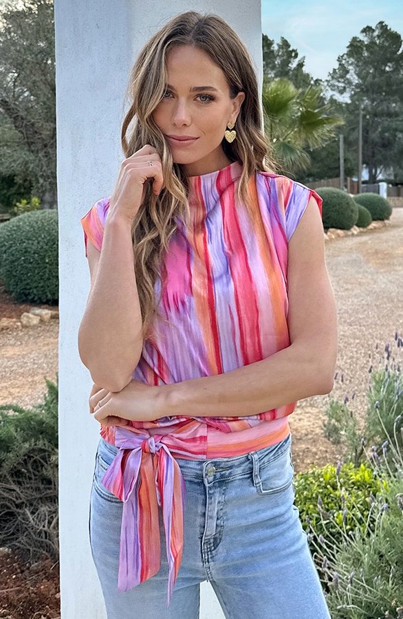 Satin Wrap Top Sunset – tops, foto 6