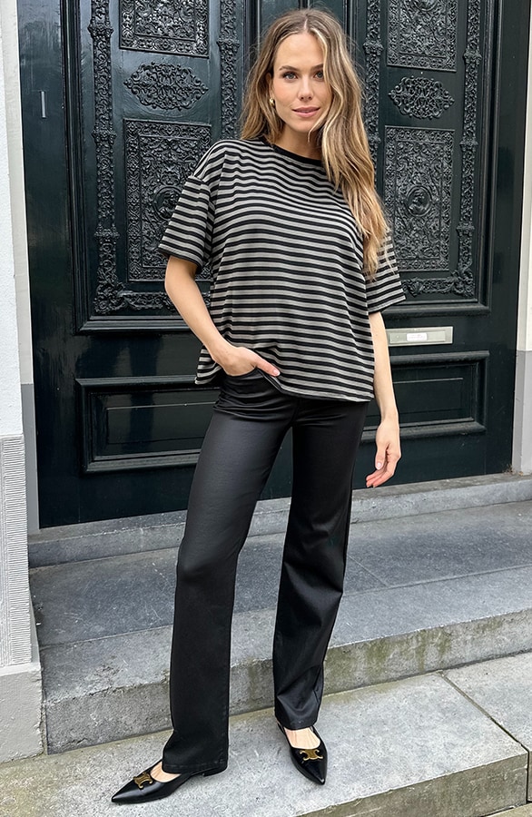 Strepen T-Shirt Katoen Army Zwart – tops, foto 7