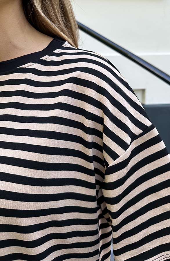 Strepen T-Shirt Katoen Beige Zwart – tops, foto 5