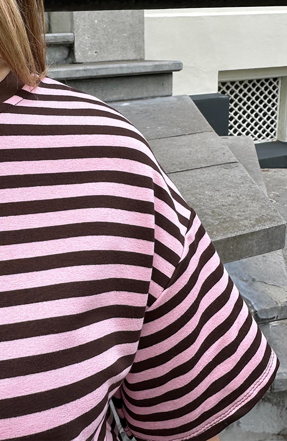 Strepen T-Shirt Katoen Choco Roze – tops, foto 5