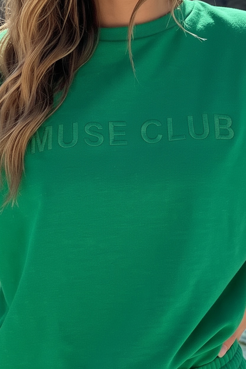Sweat T-Shirt Muse Club Bright Green Embroidery – tops, foto 4