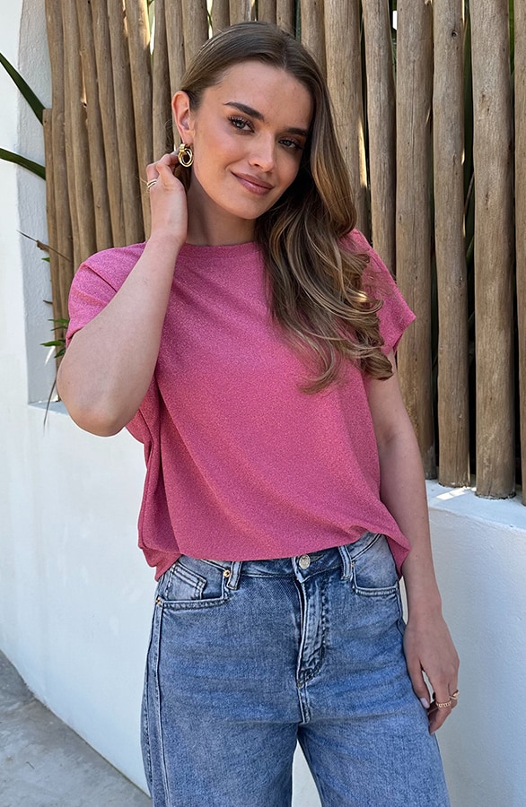 Top Met Lurex Oversized Roze – tops, foto 6