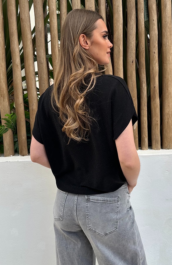 Top Met Lurex Oversized Zwart – tops, foto 3