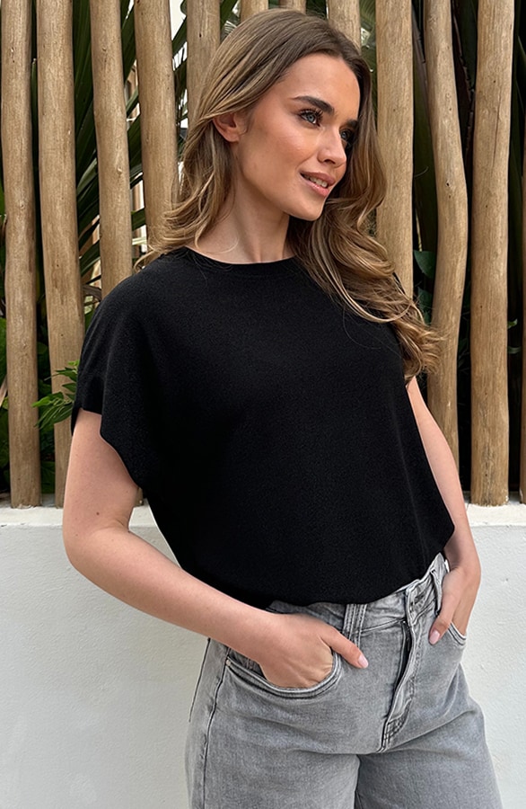 Top Met Lurex Oversized Zwart – tops, foto 5
