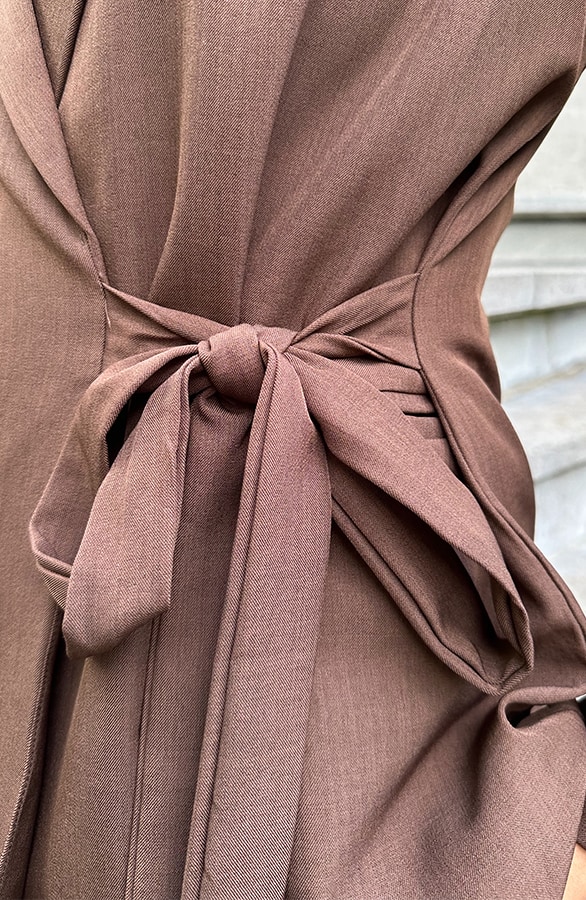 Classic Wrap Blazer Met Bies Choco – jassen, foto 6