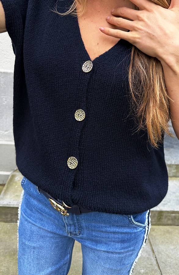 Cardigan Short Sleeve Marine – vesten, foto 4