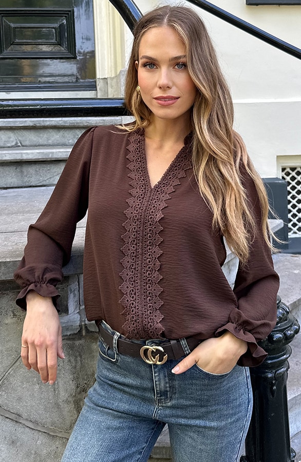 Kanten Boho Blouse Choco – blouses, foto 3