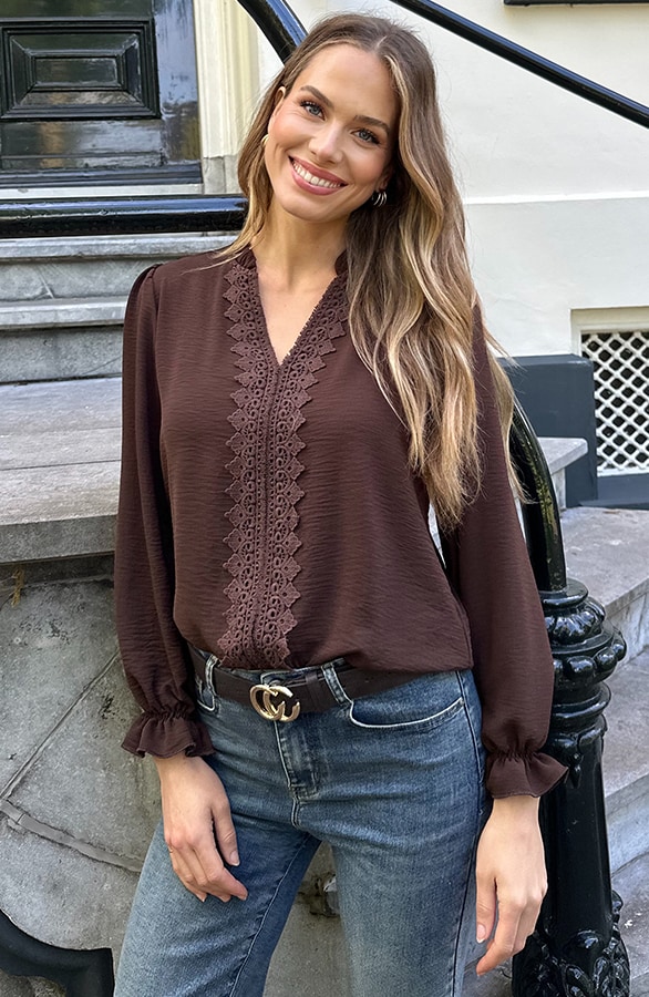 Kanten Boho Blouse Choco – blouses, foto 4