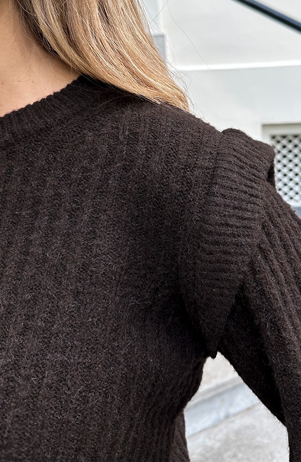 Knitted Shoulder Detail Trui Choco – truien, foto 7