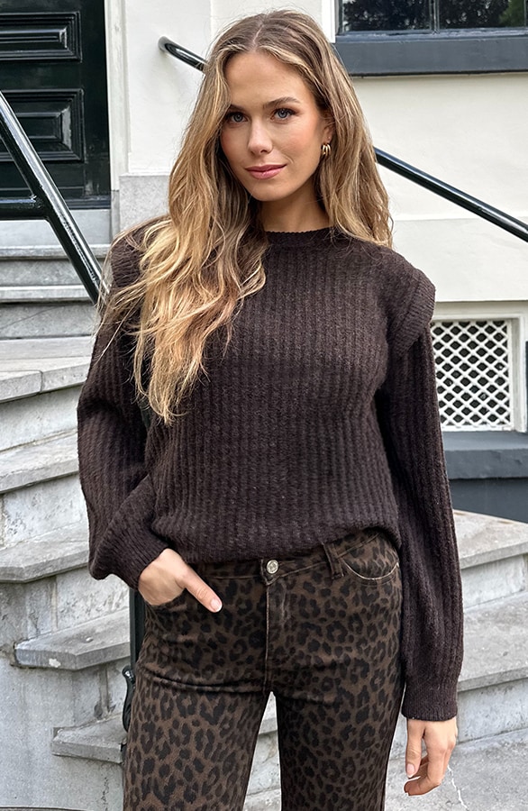 Knitted Shoulder Detail Trui Choco – truien, foto 3