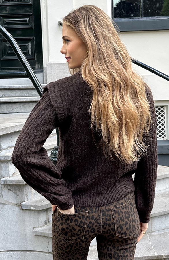 Knitted Shoulder Detail Trui Choco – truien, foto 6
