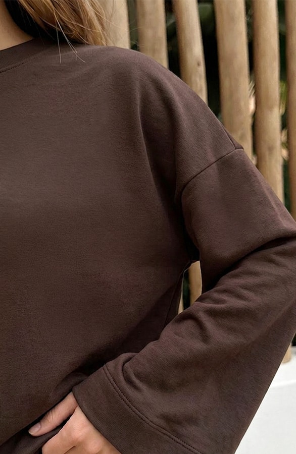 Oversized Longsleeve Baumwolle Choco, Tops, Foto 5