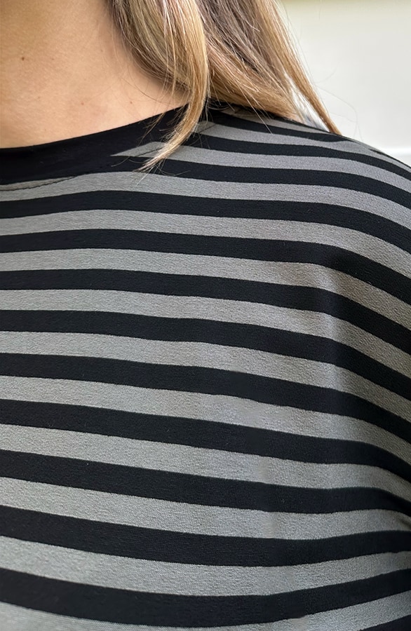 Oversized Streifen Top Baumwolle Army Schwarz, Tops, Foto 6