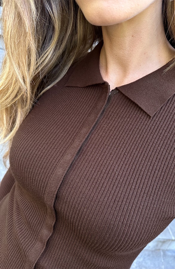 Ribbed Button Up Cardigan Choco – vesten, foto 9