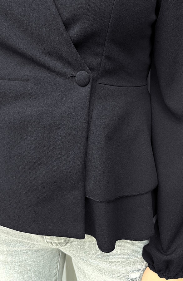 Scuba Peplum Blouse Zwart – blouses, foto 6