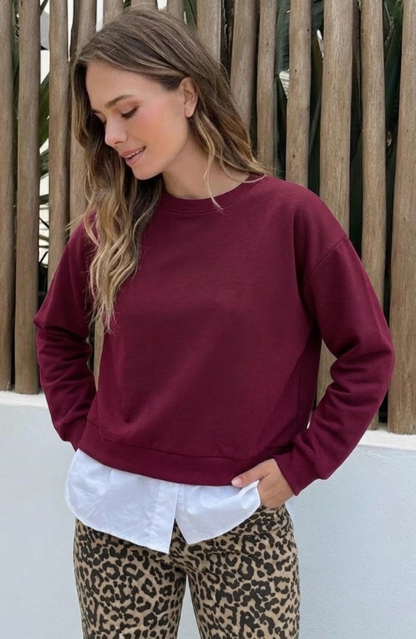 Sweater Blouse Combo Burgundy – truien, foto 2