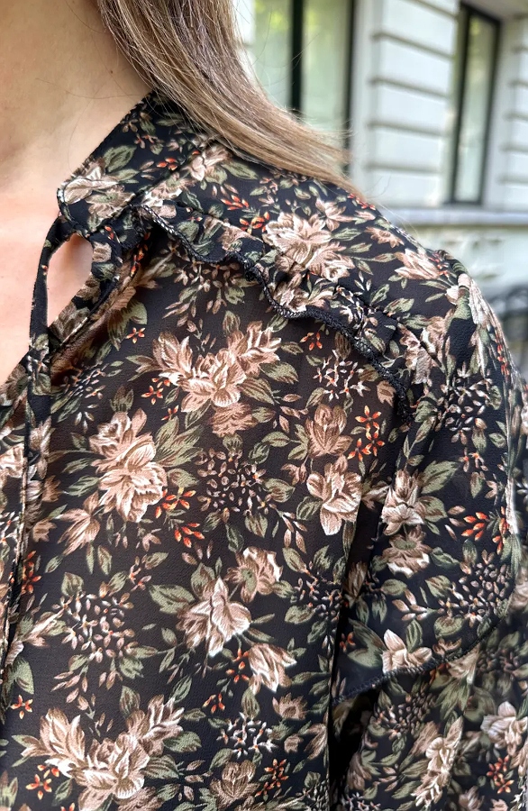 Bloemenprint Blouse Beige Army – blouses, foto 5