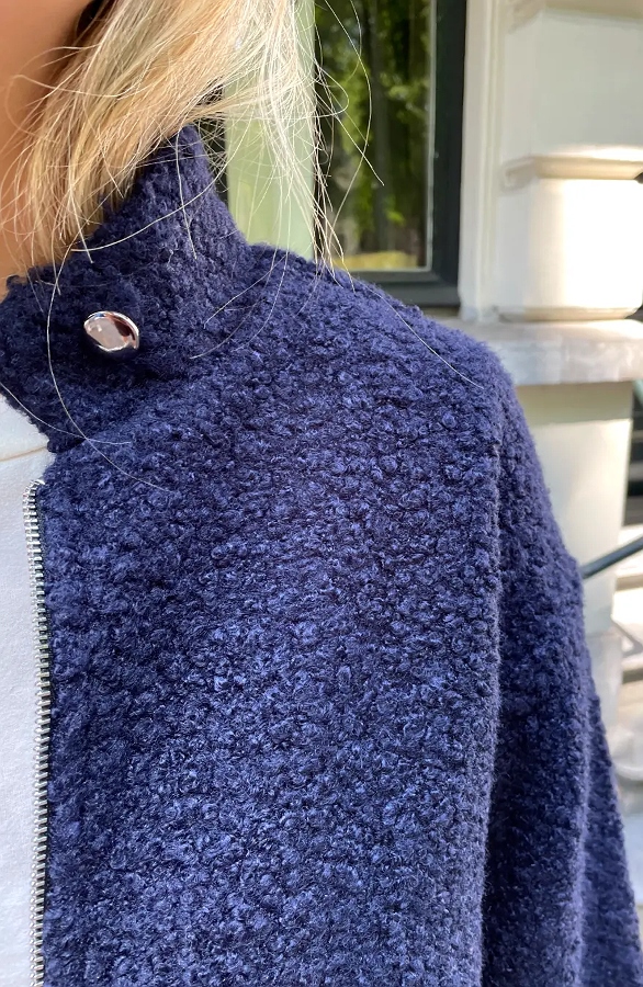 Boucle Bomber Coat Met Rits Marine – jassen, foto 5