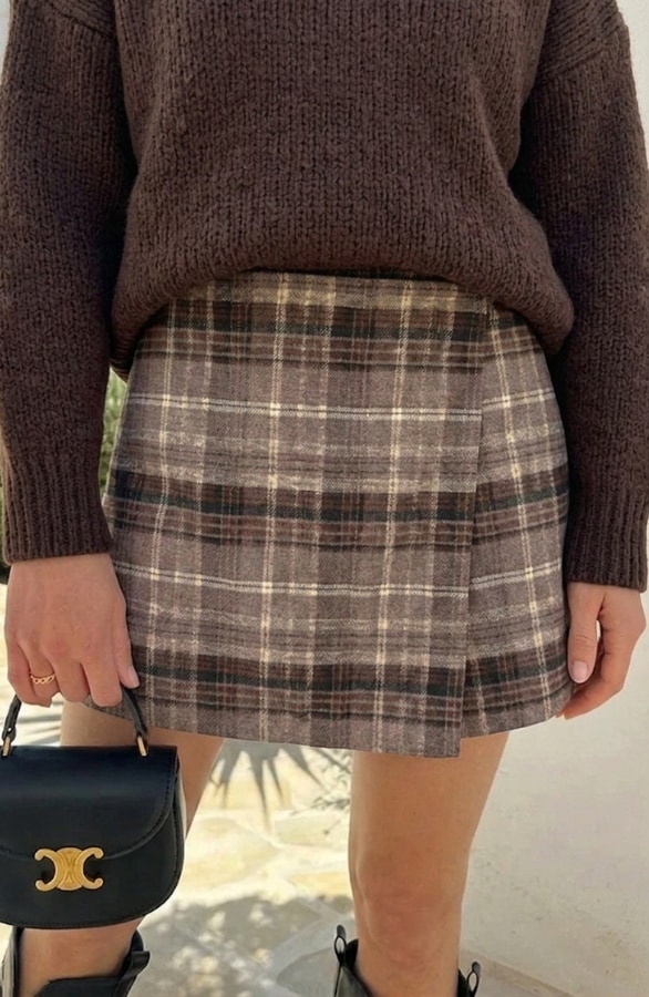 Check Print Skort Bruin – skorts