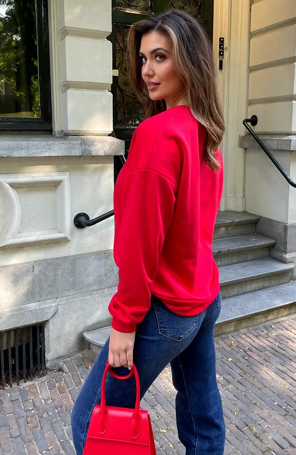 Comfort Sweater Love Patch Red – truien, foto 6