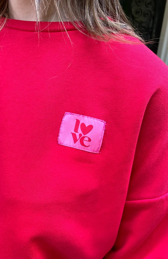 Comfort Sweater Love Patch Red – truien, foto 7