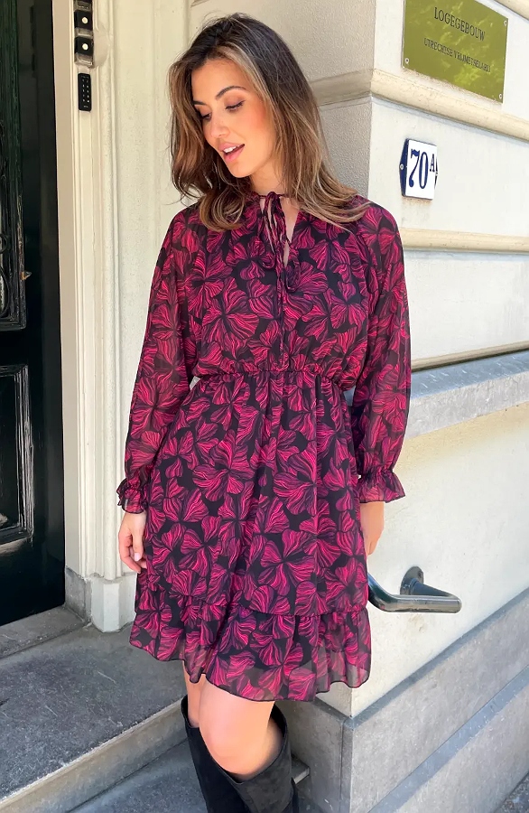 Floral Luxury Jurk Rood – jurken, foto 3