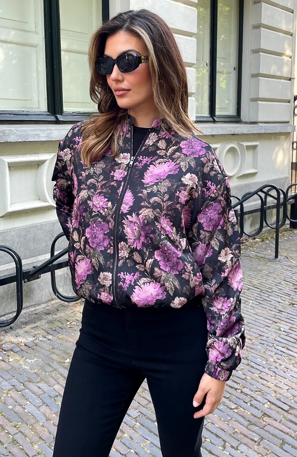 Floral Statement Jacket Satin Ruched Sleeves – jassen