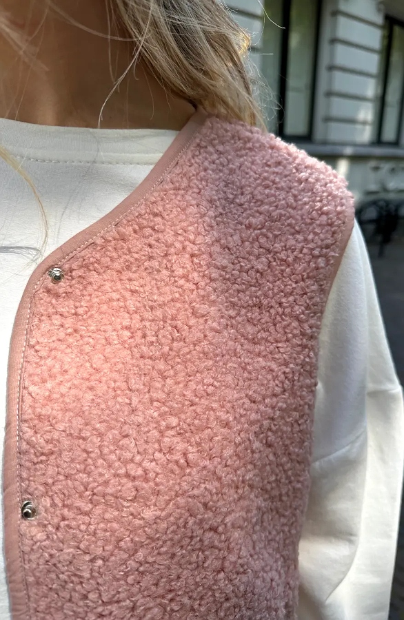 Italian Teddy Gilet Pocket Dust Roze – vesten, foto 7