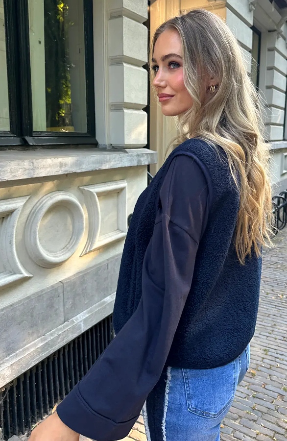 Italian Teddy Gilet Pocket Marine – vesten, foto 6