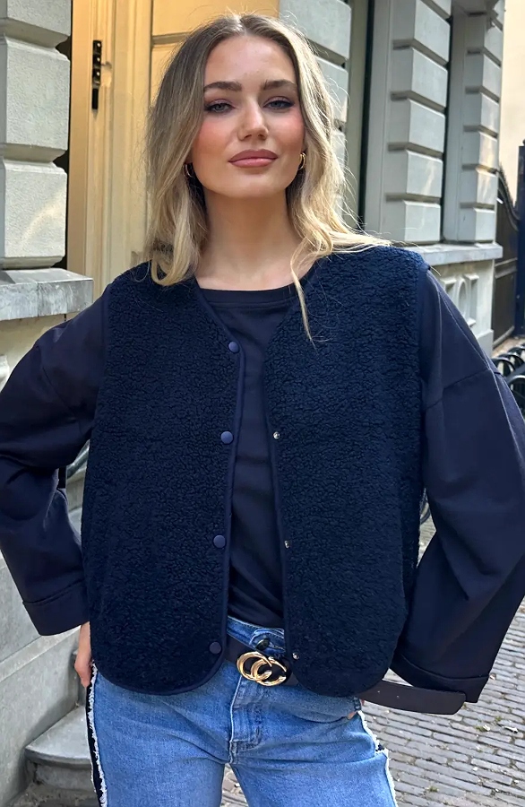 Italian Teddy Gilet Pocket Marine – vesten, foto 3