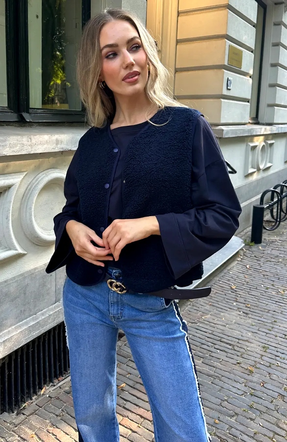 Italian Teddy Gilet Pocket Marine – vesten, foto 4