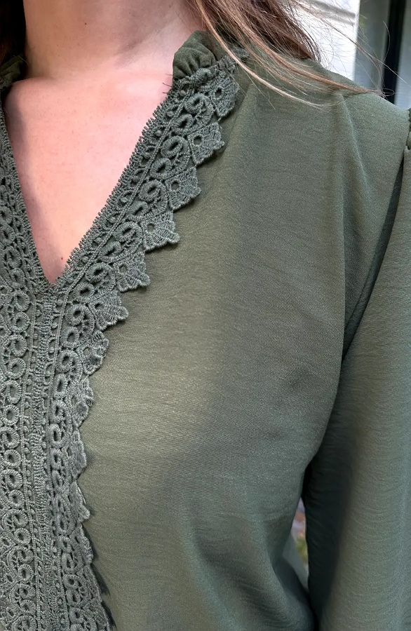 Kanten Boho Blouse Army – blouses, foto 7