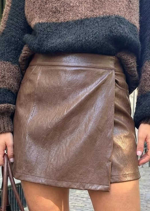 Leather Look Skort Choco – shorts