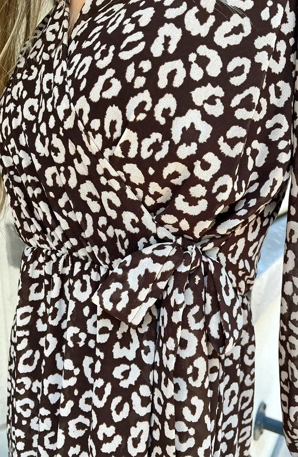Luxury V-hals Jurk Leopard Choco – jurken, foto 8